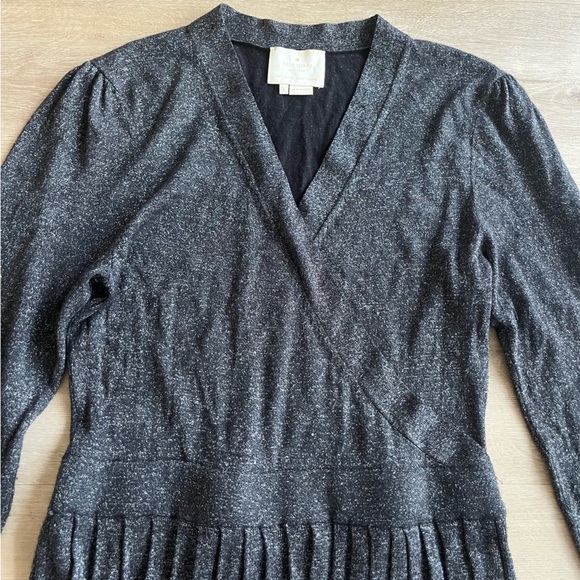 KATE Spade New York Metallic Wrap Sweater Dress SZ L - Picture 4 of 11